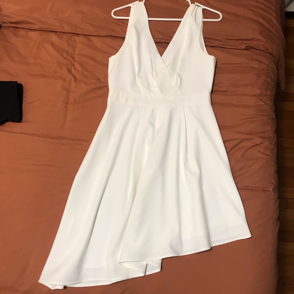 Adelyn Rae Assymetrical Pleated White Dress